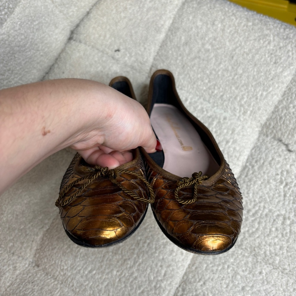 Pretty Ballerinas Ballet Flats – Gold Reptile Leather – Size 39 - Picture 2 of 8